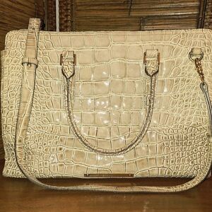 Brahmin Tan Crocodile Leather Crossbody Tote Bag
